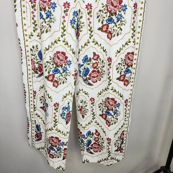 NWT Sezane X Farm Rio Tiago Crop Linen Blend Pant Romantic Garden 42/US Size 10 - Picture 12 of 16